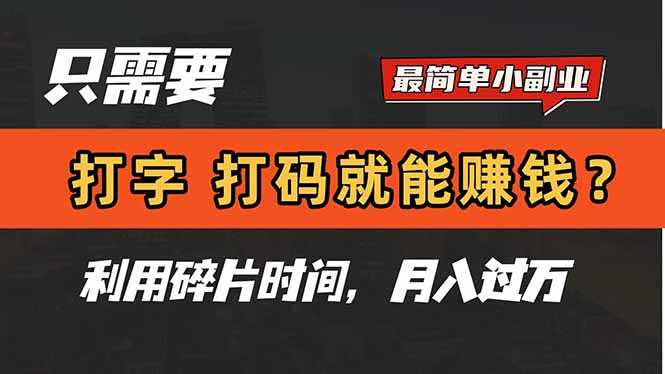 （14673期）只需要打字，打码，就能赚钱？简单的赚钱小副业，利用碎片时间，月入过万| 副业网