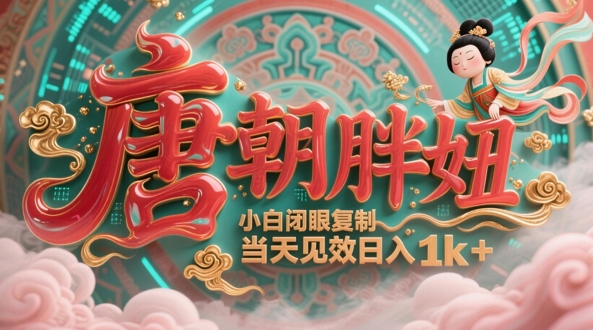 用AI克隆“唐朝胖妞”日更3条，平台疯狂推流，小白闭眼复制，当天见效，日入1k+| 网创圈