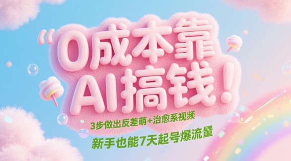 0成本靠AI搞钱！3步做出反差萌+治愈系视频，新手也能7天起号爆流量| 网创圈