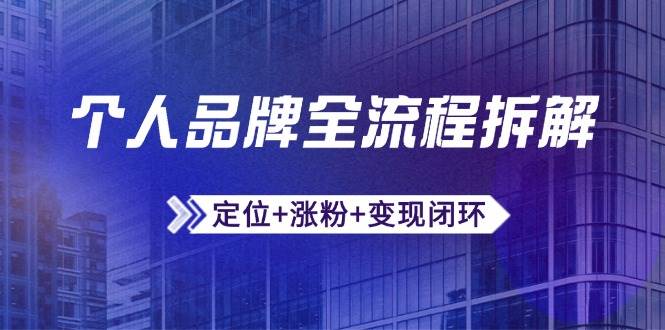 个人品牌全流程拆解：定位+涨粉+变现闭环，微信生态运营与资源整合| 网创圈