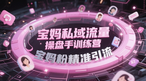 宝妈私域流量操盘手训练营，宝妈粉精准引流| 网创圈