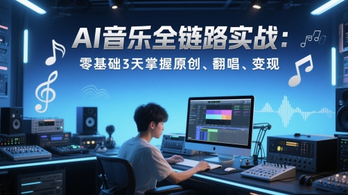 AI音乐全链路实战变现课：零基础3天掌握原创、翻唱、变现| 网创圈