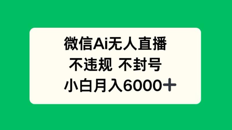 （14733期）微信AI无人直播，不违规 不封号 ，小白月入6000+| 网创圈