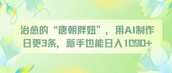 治愈的“唐朝胖妞”，用AI制作日更3条，新手也能日入多张| 网创圈