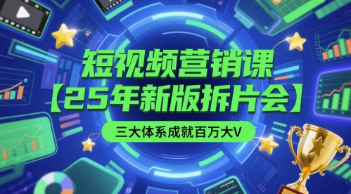 短视频营销课【25年新版拆片会】三大体系成就百万大V，包含正课、拆片会、手把手教学直播课等| 网创圈