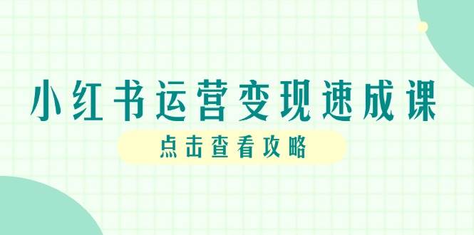 小红书运营变现速成课，账号搭建到暴力起号，个人IP全流程指南| 网创圈