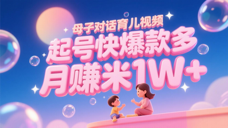 AI生成母子对话育儿类视频，起号快爆款多，小白宝妈轻松学，多渠道变现，月赚米1W+| 副业网