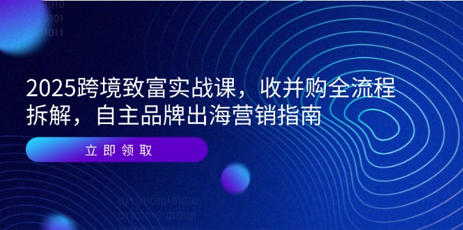（14975期）2025跨境致富实战课，收并购全流程拆解，自主品牌出海营销指南| 网创圈