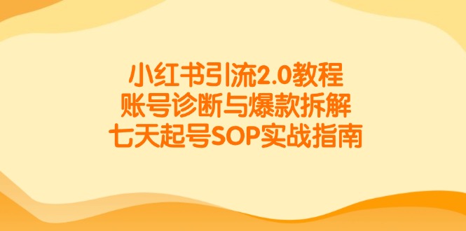 （14981期）小红书引流2.0教程，账号诊断与爆款拆解，七天起号SOP实战指南| 网创圈