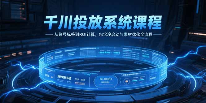 千川投放系统课程，从账号标签到ROI计算，包含冷启动与素材优化全流程| 网创圈