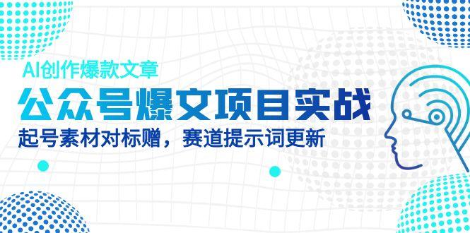 公众号爆文项目实战，AI创作爆款文章，起号素材对标赠(附赛道AI提示词| 副业网