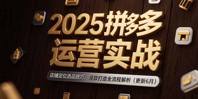 2025拼多多运营实战：店铺定位选品技巧，爆款打造全流程解析(更新6月| 副业网