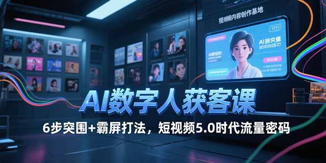 AI数字人获客课，6步突围+霸屏打法，短视频5.0时代流量密码| 副业网