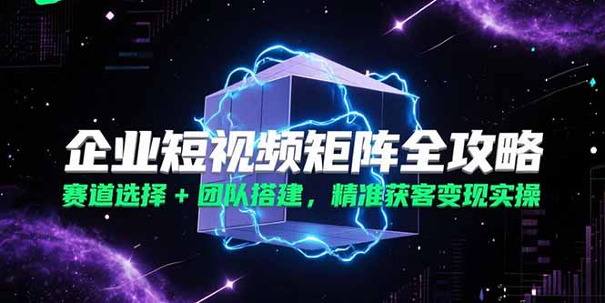 企业短视频矩阵全攻略，赛道选择+团队搭建，精准获客变现实操| 网创圈