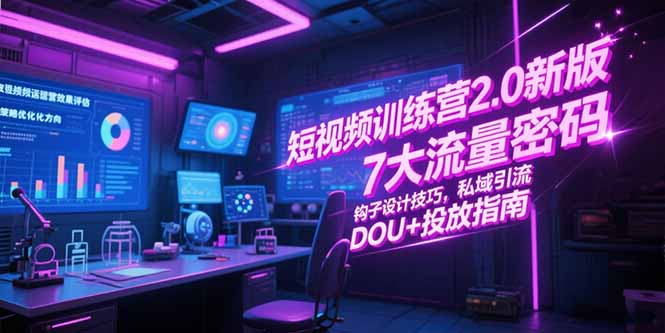 短视频训练营2.0新版，7大流量密码/钩子设计技巧/私域引流/DOU+投放指南| 网创圈