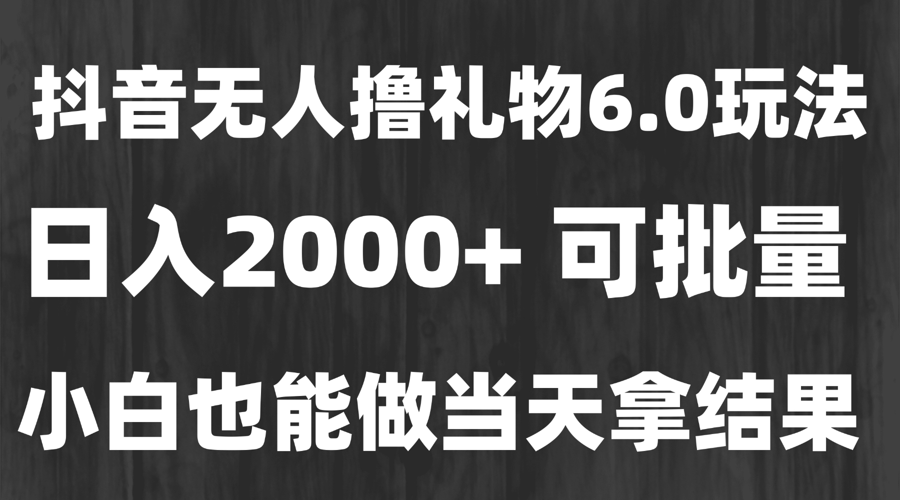 最新风口暴力撸金技术，无人撸礼物，长期稳定 一天收益2000+，小白当天…| 副业网