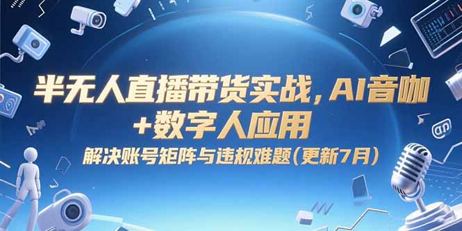 半无人直播带货实战，AI音咖+数字人应用 解决账号矩阵与违规难题(更新7月| 副业网