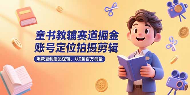 童书教辅赛道掘金，账号定位拍摄剪辑，爆款复制选品逻辑，从0到百万销量| 副业网