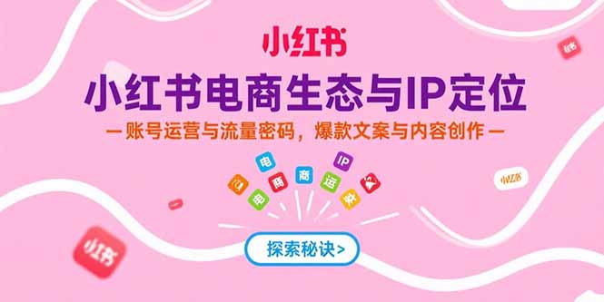 小红书电商生态与IP定位，账号运营与流量密码，爆款文案与内容创作| 网创圈