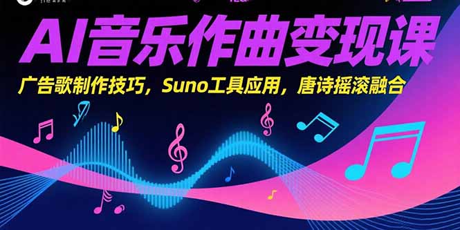 AI音乐作曲变现课，广告歌制作技巧，Suno工具应用，唐诗摇滚融合| 副业网