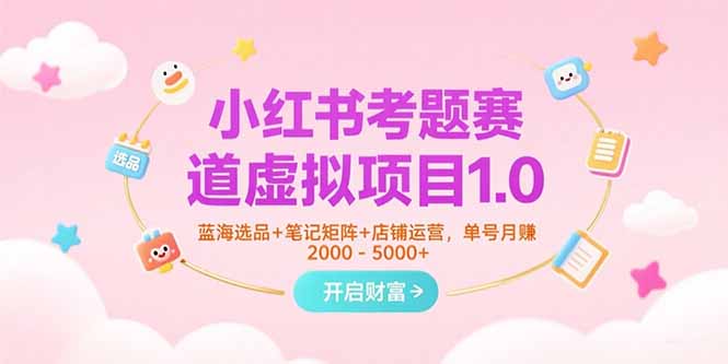 小红书考题赛道虚拟项目1.0，蓝海选品+笔记矩阵+店铺运营，单号月赚5000+| 副业网