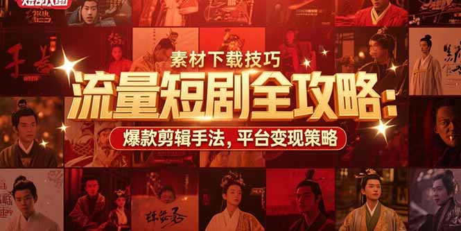 流量短剧全攻略：素材下载技巧，爆款剪辑手法，平台变现策略| 副业网