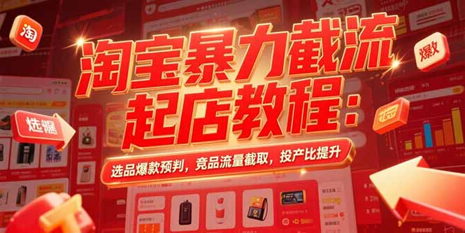 淘宝暴力截流起店教程：选品爆款预判，竞品流量截取，投产比提升| 副业网