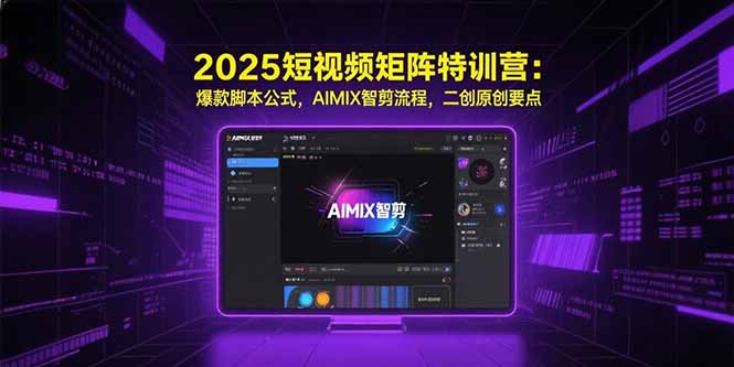 2025短视频矩阵特训营：爆款脚本公式，AIMIX智剪流程，二创原创要点| 副业网