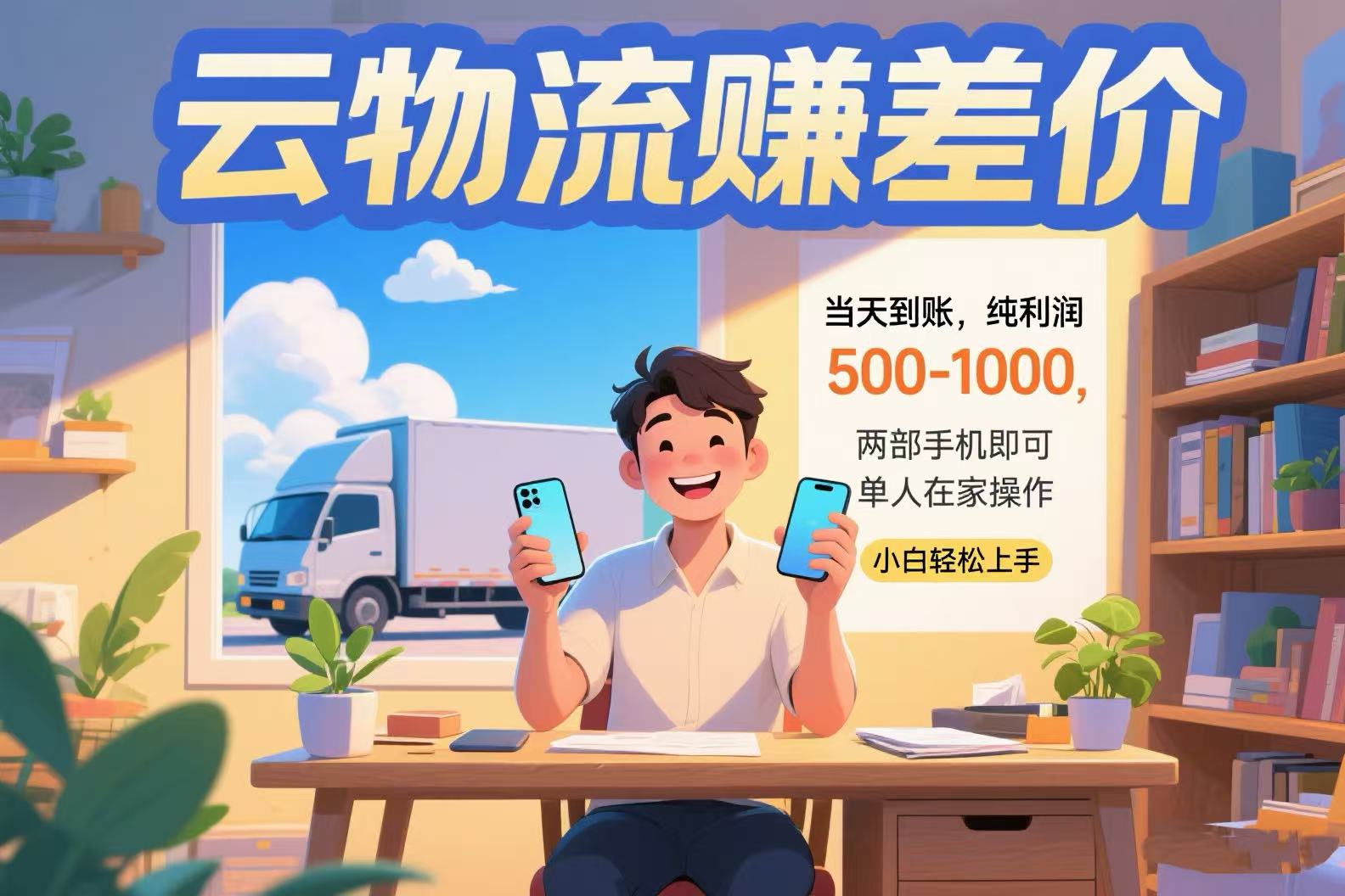 云物流赚差价 当天到账纯利润500-1000 两部手机即可 可单人在家操作 小…| 副业网
