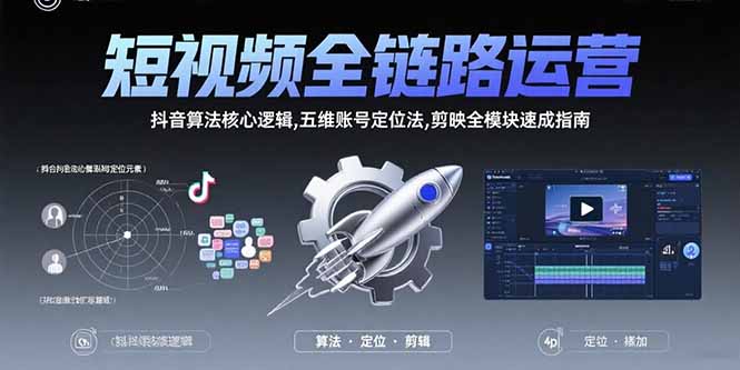 短视频全链路运营：抖音算法核心逻辑,五维账号定位法,剪映全模块速成指南| 副业网