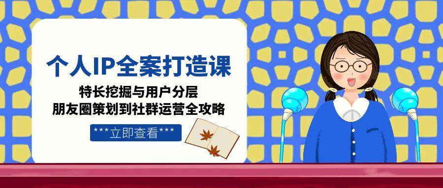 个人IP全案打造课，特长挖掘与用户分层，朋友圈策划到社群运营全攻略| 副业网