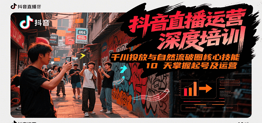 抖音直播运营深度培训，千川投放与自然流核心技能，10天掌握起号及运营(6-7月新课)| 副业网