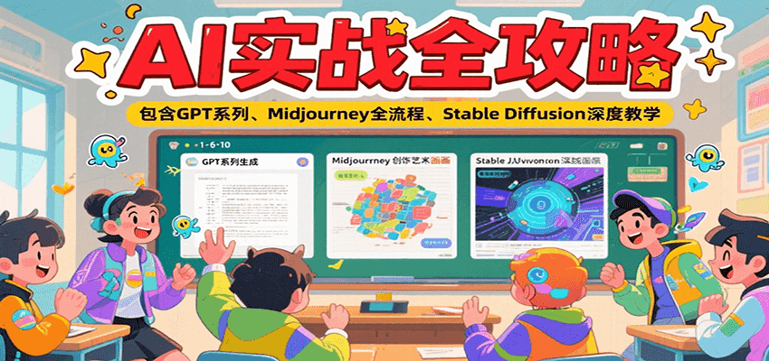 AI实战全攻略，包含GPT系列、Midjourney全流程、Stable Diffusion深度教学| 副业网