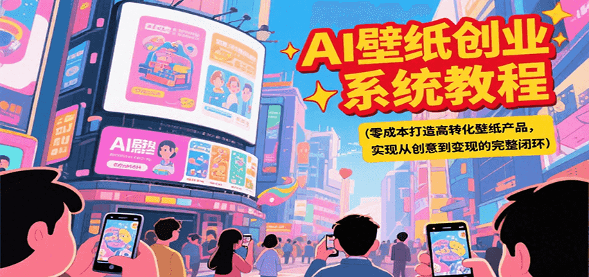 AI壁纸创业系统教程，零成本打造高转化壁纸产品，实现从创意到变现的完整闭环| 副业网
