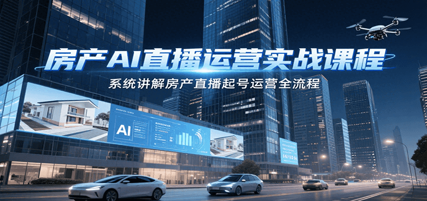 房产AI直播运营实战课程，系统讲解房产直播起号运营全流程| 副业网