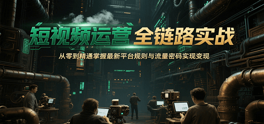 短视频运营全链路实战，从零到精通掌握最新平台规则与流量密码实现变现| 副业网