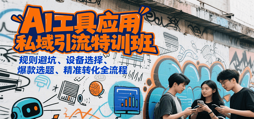 AI工具应用私域引流特训班，规则避坑、设备选择、爆款选题、精准转化全流程| 副业网