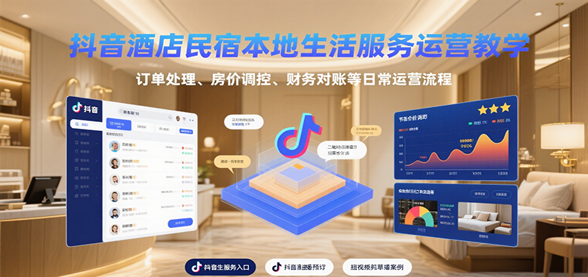 抖音酒店民宿本地生活服务运营教学，订单处理、房价调控、财务对账等日常运营流程| 副业网