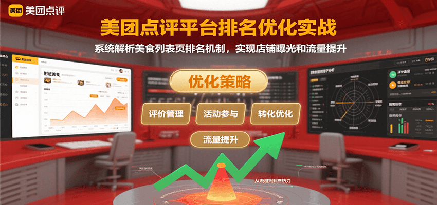 美团点评平台排名优化实战，系统解析美食列表页排名机制，实现店铺曝光和流量提升| 副业网