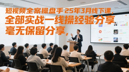 短视频全案操盘手25年3月线下课，全部实战一线操盘手经验分享，毫无保留分享，全是干货| 网创圈