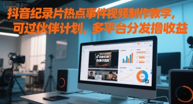 抖音纪录片热点事件视频制作教学，可过伙伴计划，多平台分发撸收益| 网创圈