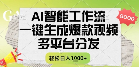 AI智能工作流，一键生成书单号爆款视频，多平台分发，每日收益多张【揭秘】| 副业网