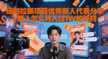 短剧拉新项目优秀新人代表分享新人怎么月入过1W的诀窍| 副业网
