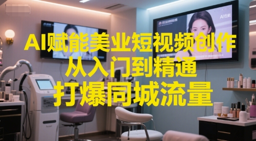 AI赋能美业短视频创作，从入门到精通，打爆同城流量，超级AI工具短视频实操落地| 副业网