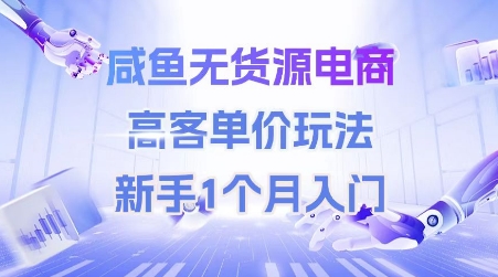 咸鱼无货源电商，高客单价玩法，新手1个月入门| 副业网