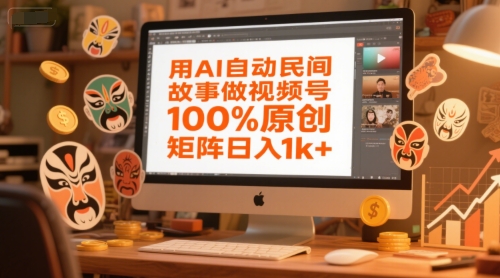 用AI自动民间故事做视频号，100%原创，矩阵日入1k+| 副业网