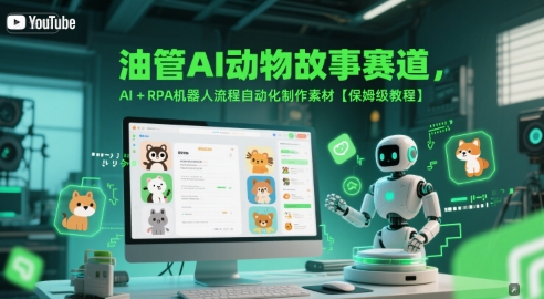 油管AI动物故事赛道，AI+RPA机器人流程自动化制作素材【保姆级教程】| 副业网