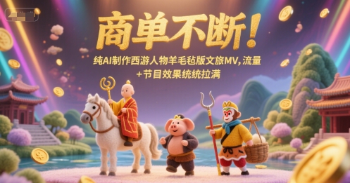 商单不断！纯AI制作西游人物羊毛毡版文旅MV，流量+节目效果统统拉满| 副业网