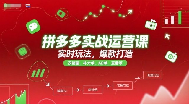 拼多多实战运营课，实时玩法，爆款打造，改销量，补大单，AB单，直播等(更新2025月)| 副业网