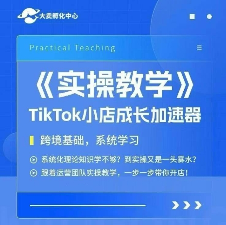 大卖家孵化中心TikTok实操课，TikTok小店成长加速器，跨境基础系统学习，一步一步带你开店| 副业网